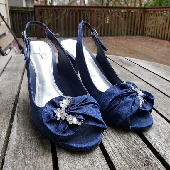Satin Blue 3.5" Heels - Picture 2 of 4